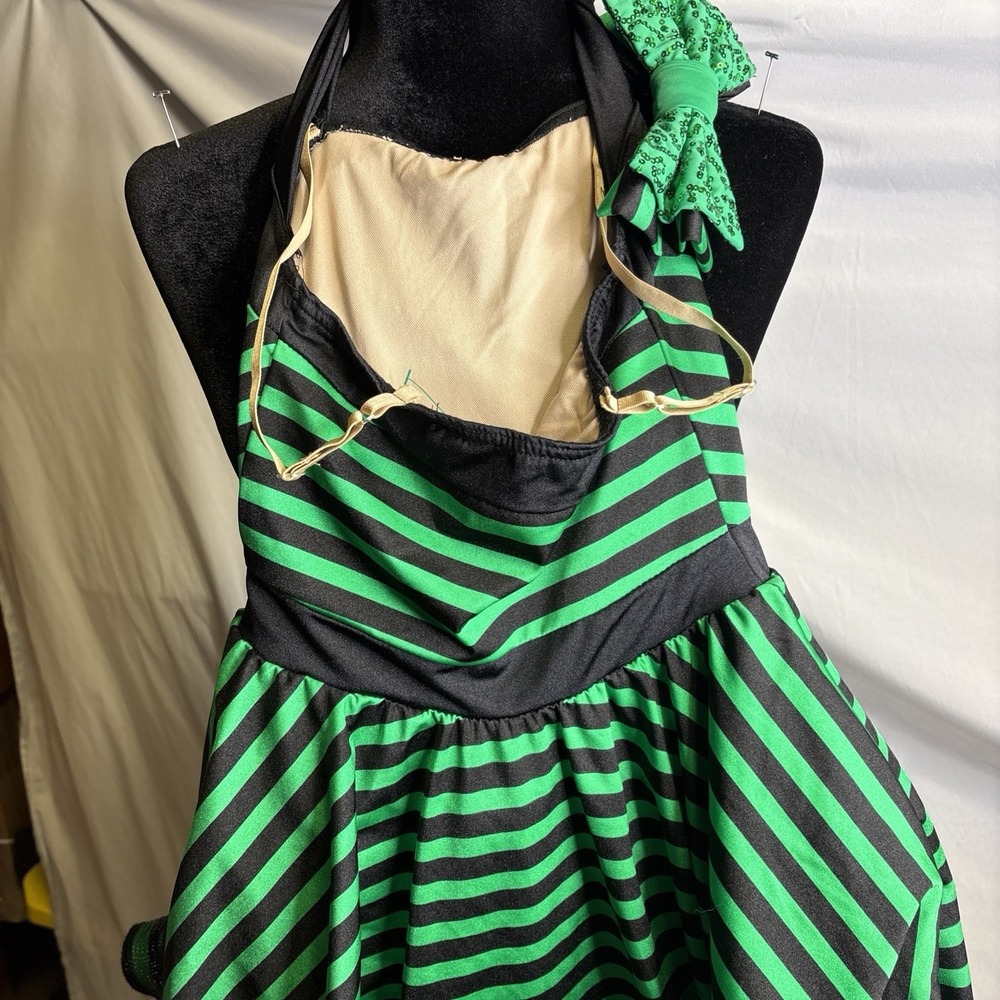 Weissman Green And‎ Black Sequins Halter Top Dance Costume  Medium Child - Picture 14 of 16